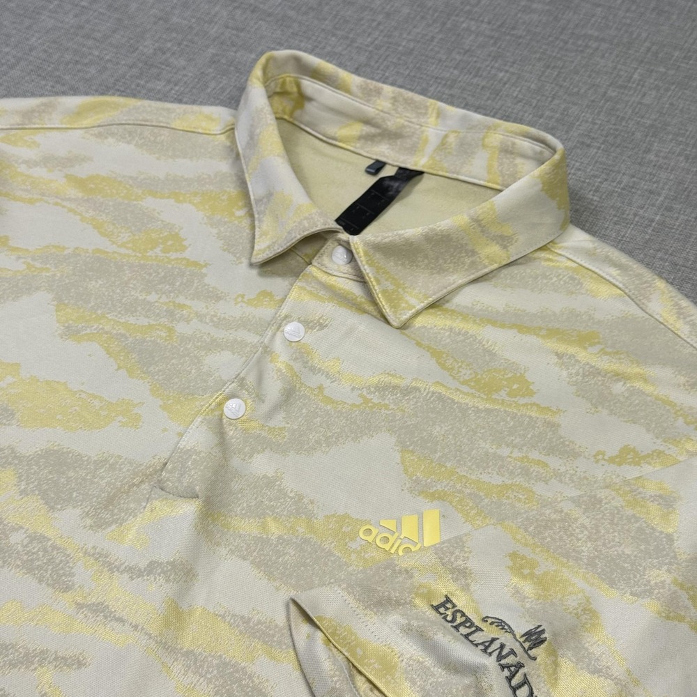 Adidas Camouflage Esplanade Golf Polo Shirt Mens Large Yellow Golf Performance